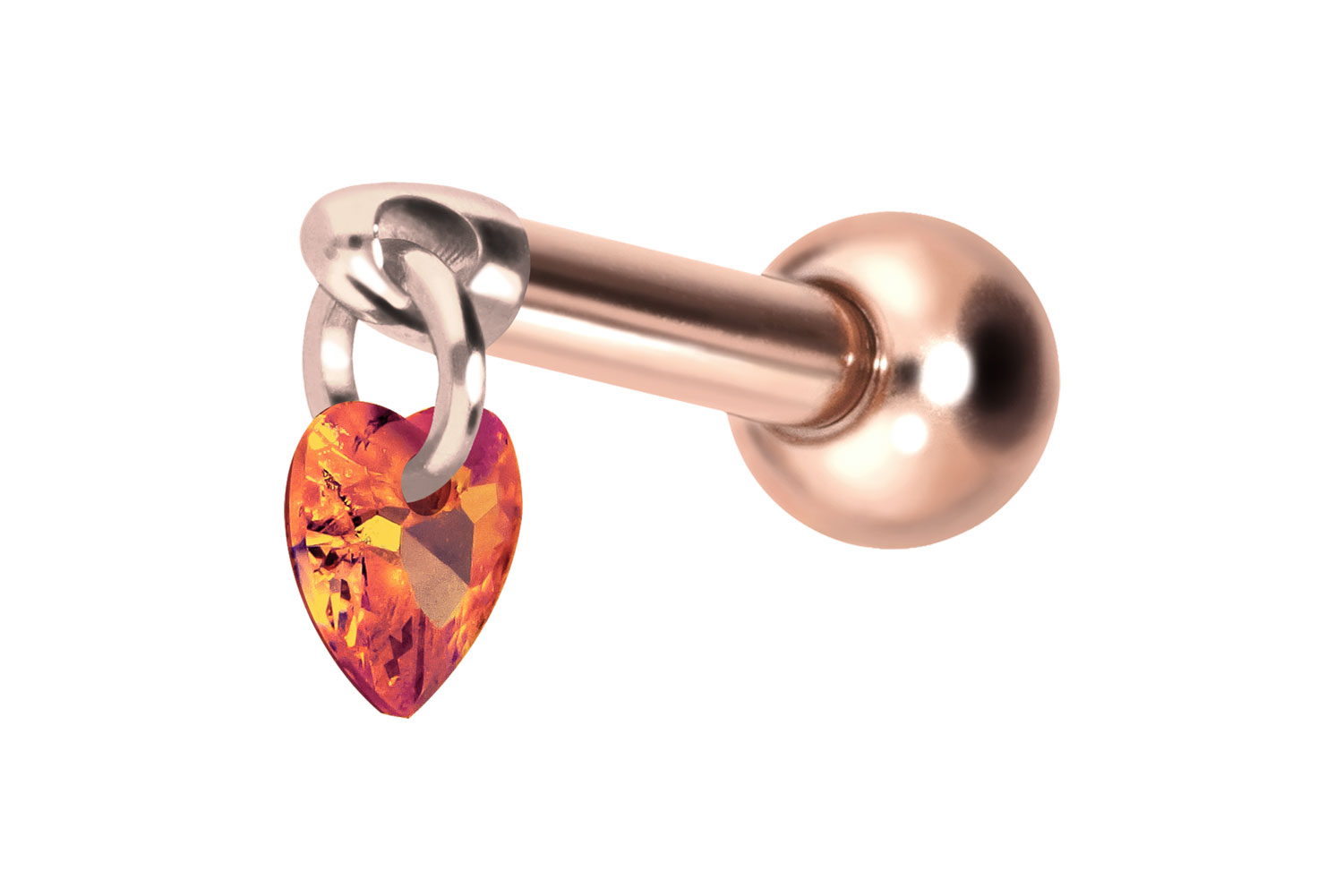 Titan Ohrpiercing mit Innengewinde KRISTALLHERZ